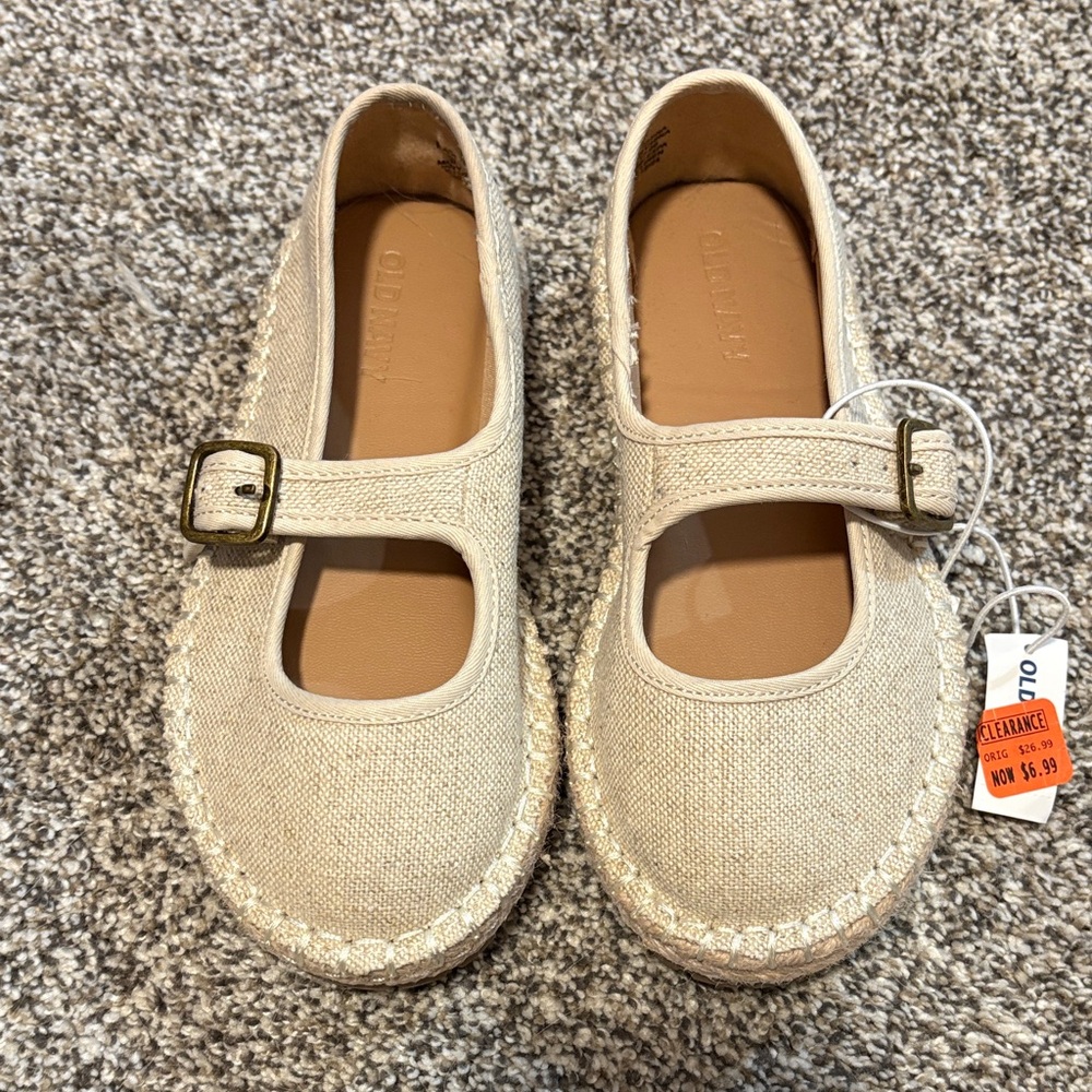 Old Navy Cream/Tan Mary Jane Espadrille Flats